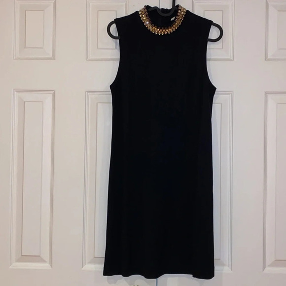 H&M black rhinestone neck detail tunic Mini dress Sz S - Picture 3 of 11